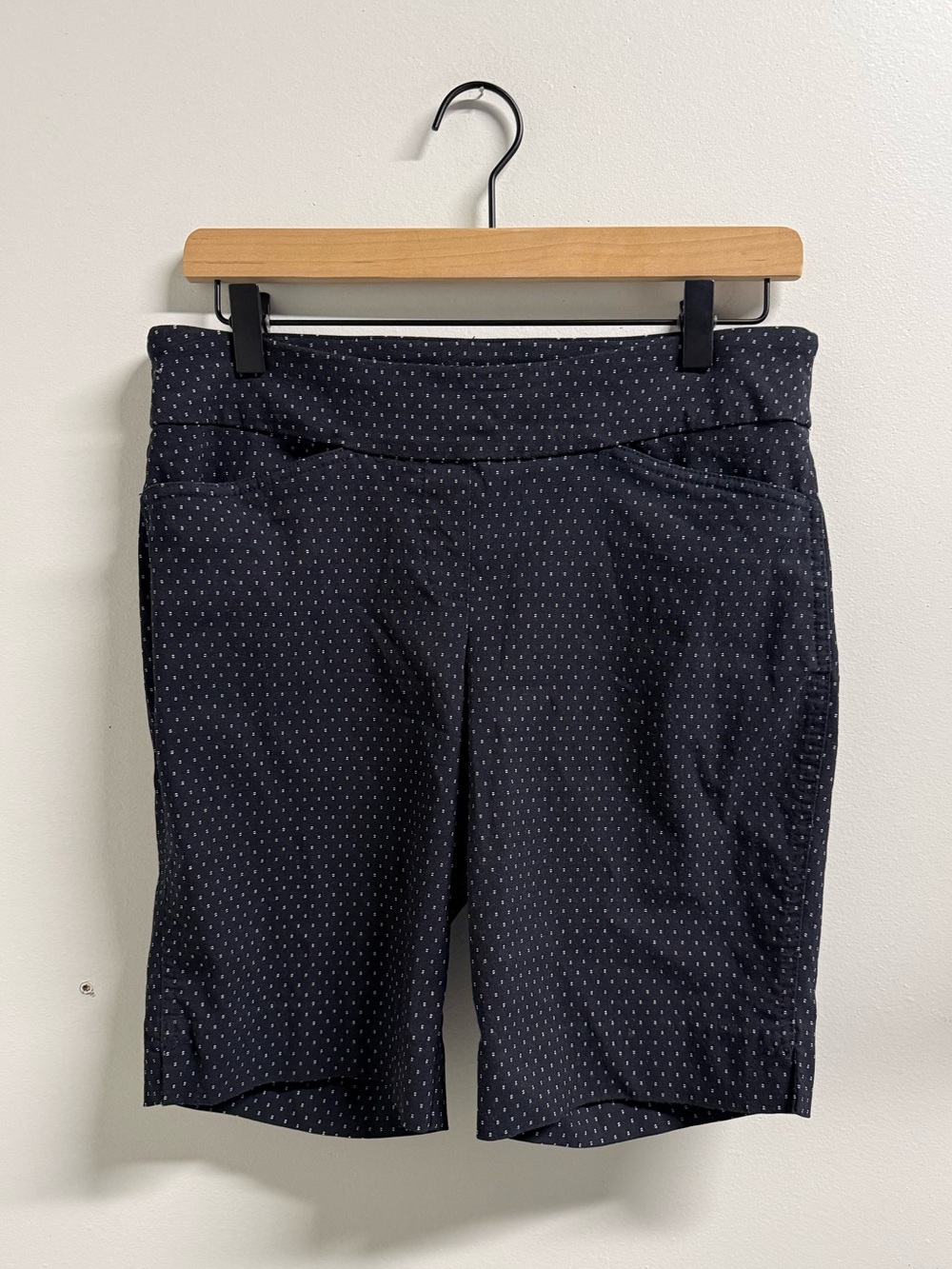 Hilary Radley Navy Microdot Bermuda Shorts